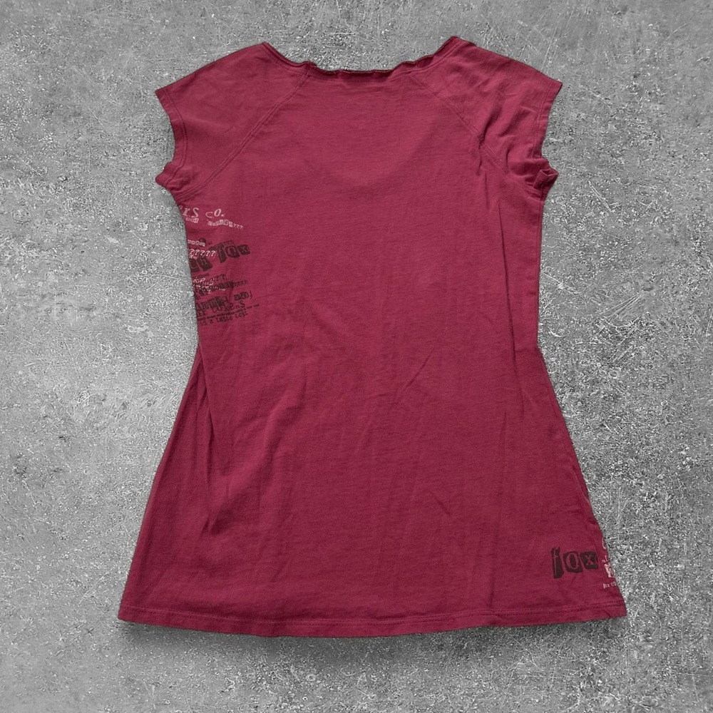 Fox Racing Y2K V-Neck Cotton Graphic Top Burgundy Red Womens Medium Motocross - Picture 2 of 6